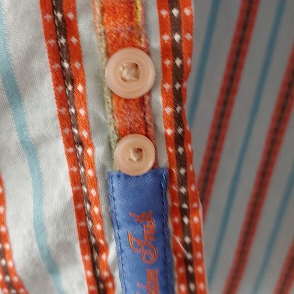 Robert Graham embroidered cuff striped button down shirt Sz L - Picture 12 of 12